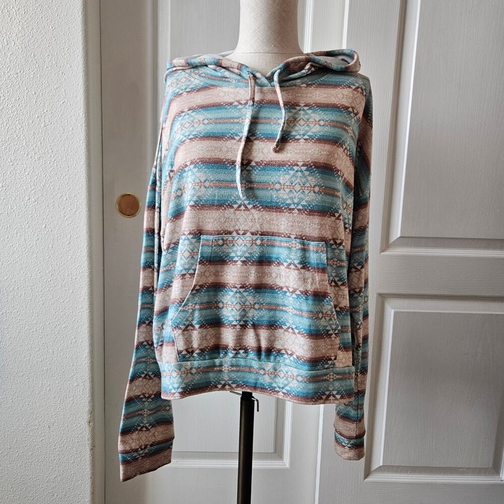 RANGE BY ROCK N ROLL DENIM WOMENS AZTEC PRINT HOODIE Large